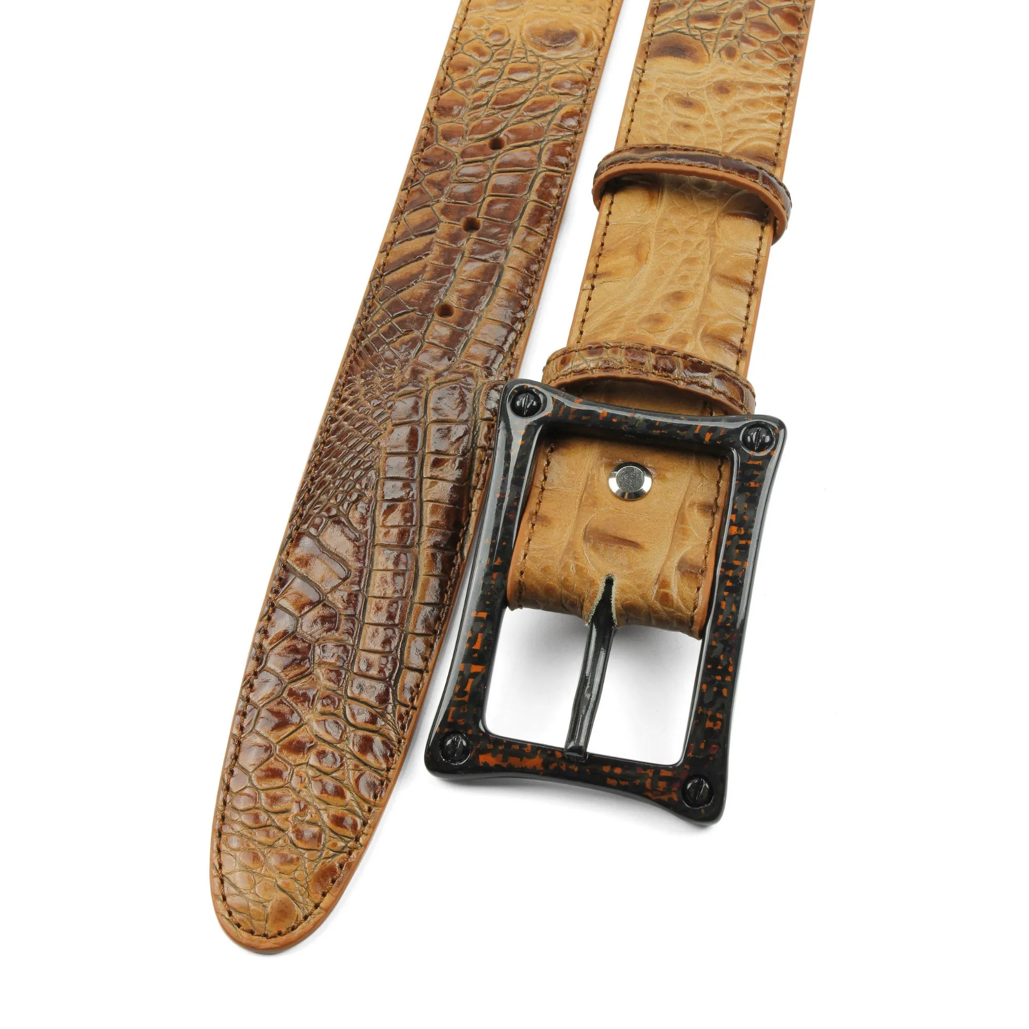 Brown Sugar Mock Caiman Carbon Fibre Screw Belt