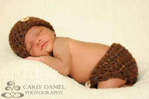 Brown Tweedle Dee Diaper And Hat Set