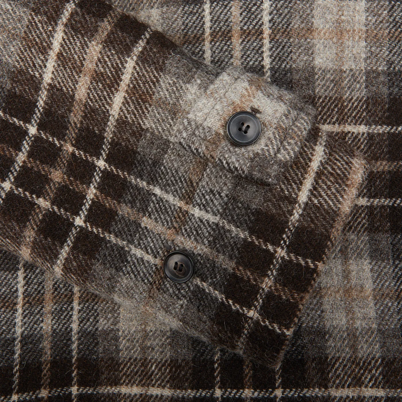 Brown Undyed Shepherds Check Wool Duffle Coat