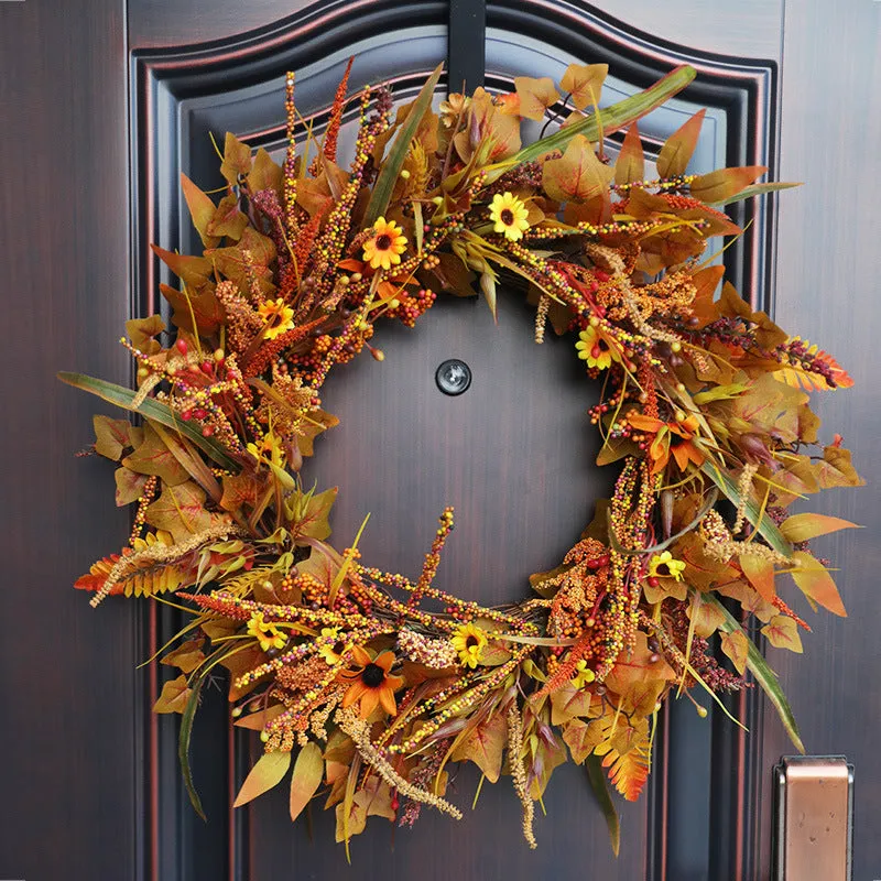 Bulk 24" Thanksgiving Maple Leaf Autumn Wreath Artificial Large Wreaths Wholesale