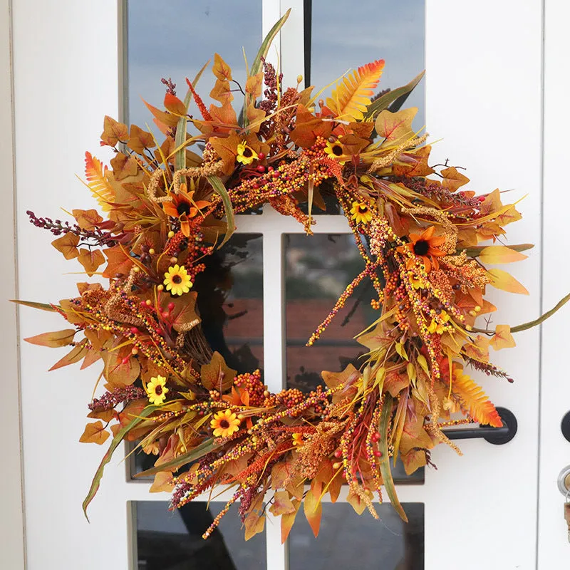 Bulk 24" Thanksgiving Maple Leaf Autumn Wreath Artificial Large Wreaths Wholesale