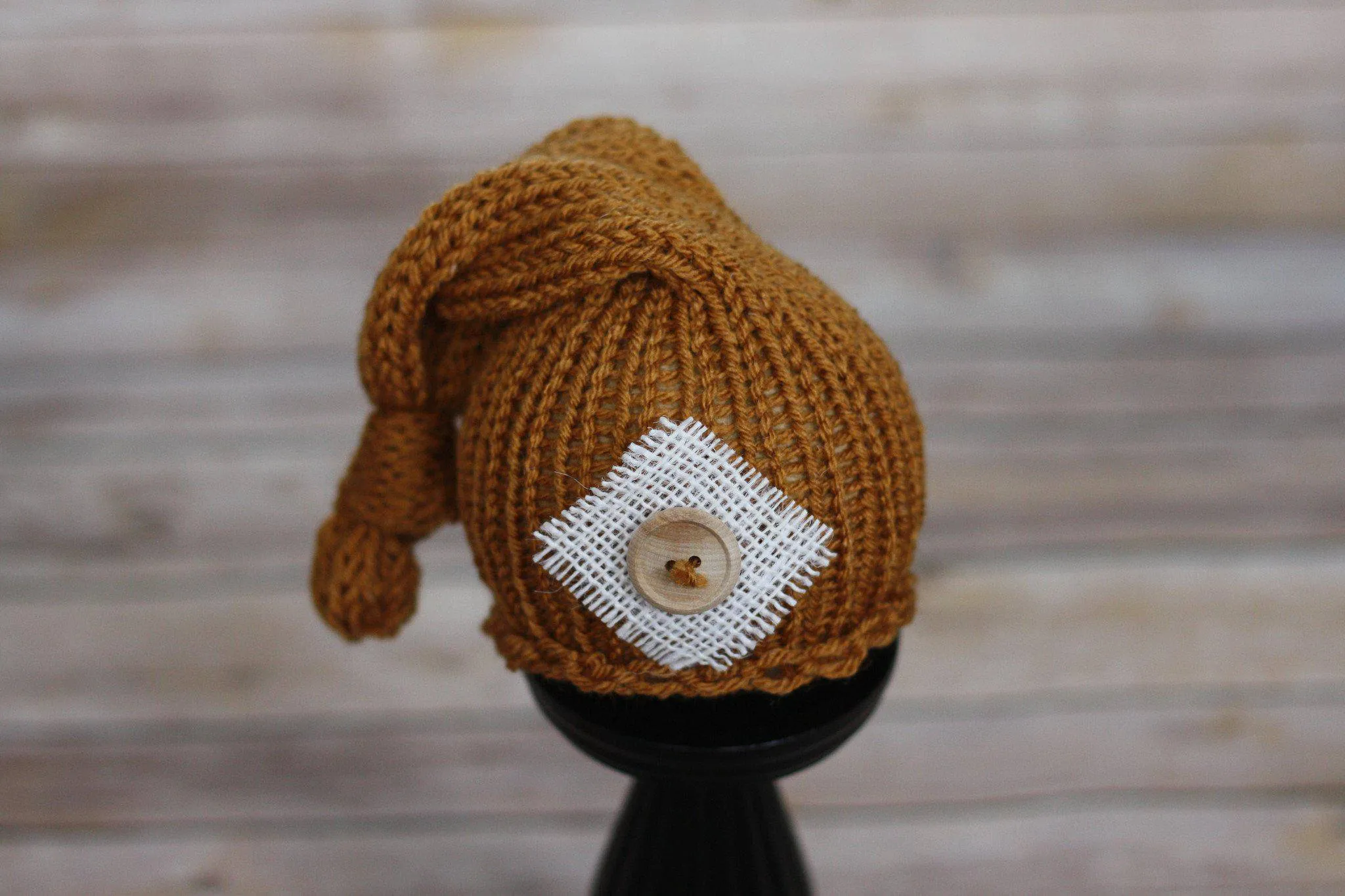 Butternut Brown Knit Newborn Pixie Slouch Hat