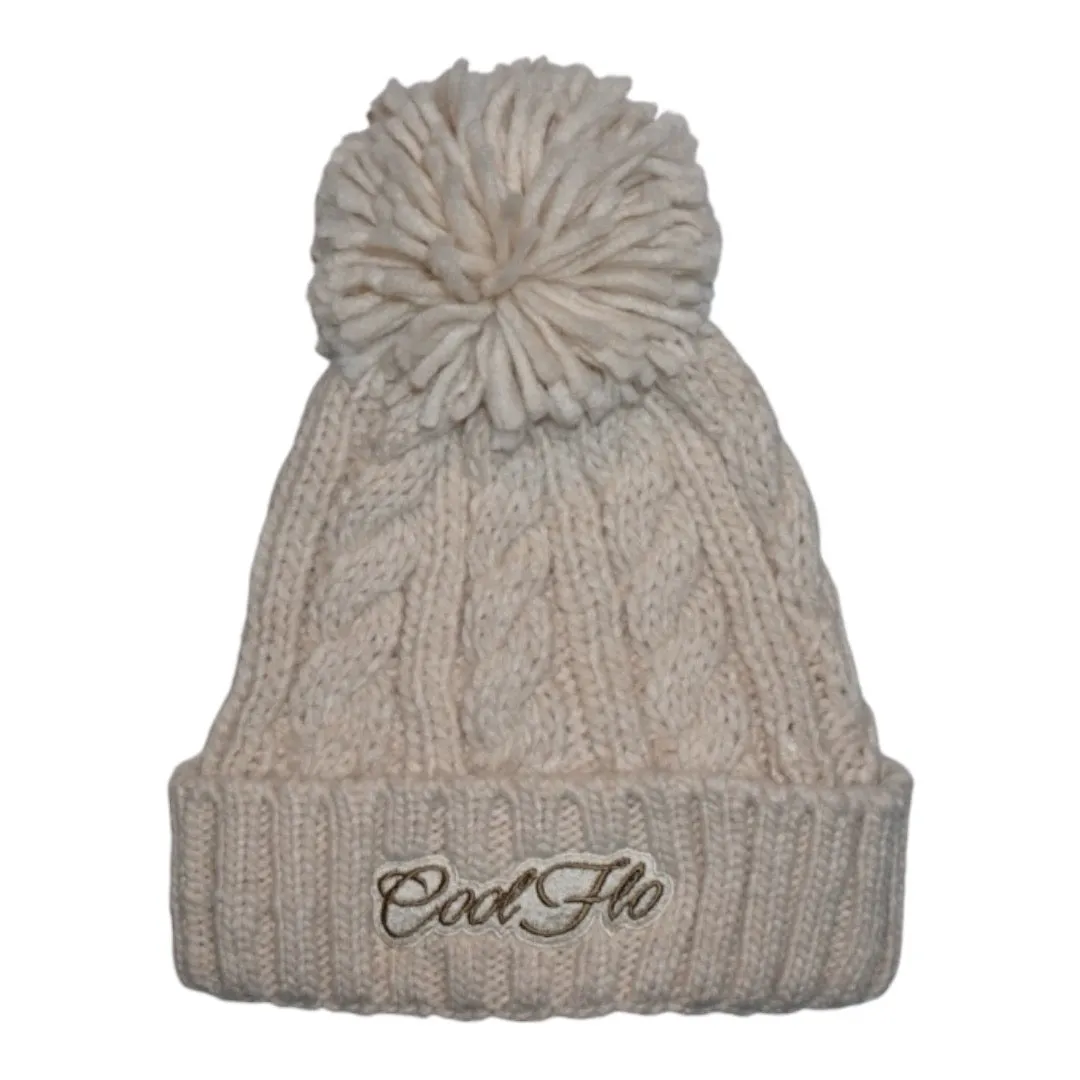 Cable Knit Bobble Hat - Oatmeal