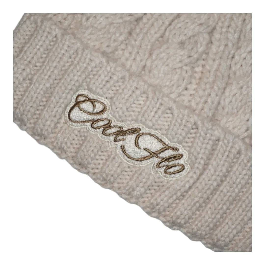 Cable Knit Bobble Hat - Oatmeal