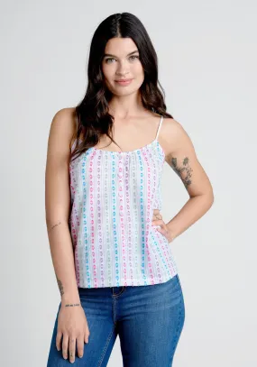 Can't Stop Giggling Embroidered Tie-Back Camisole