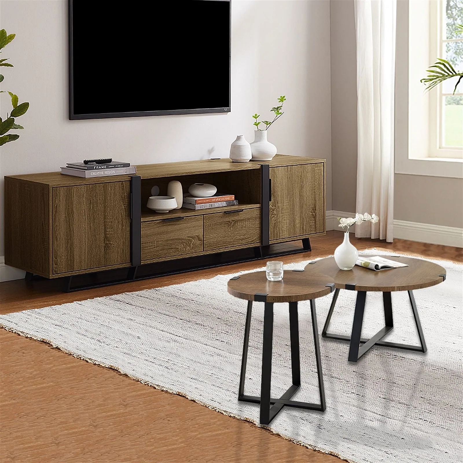 CAPRI Entertainment Unit, TV Cabinet, TV Unit - Dark Oak by Criterion