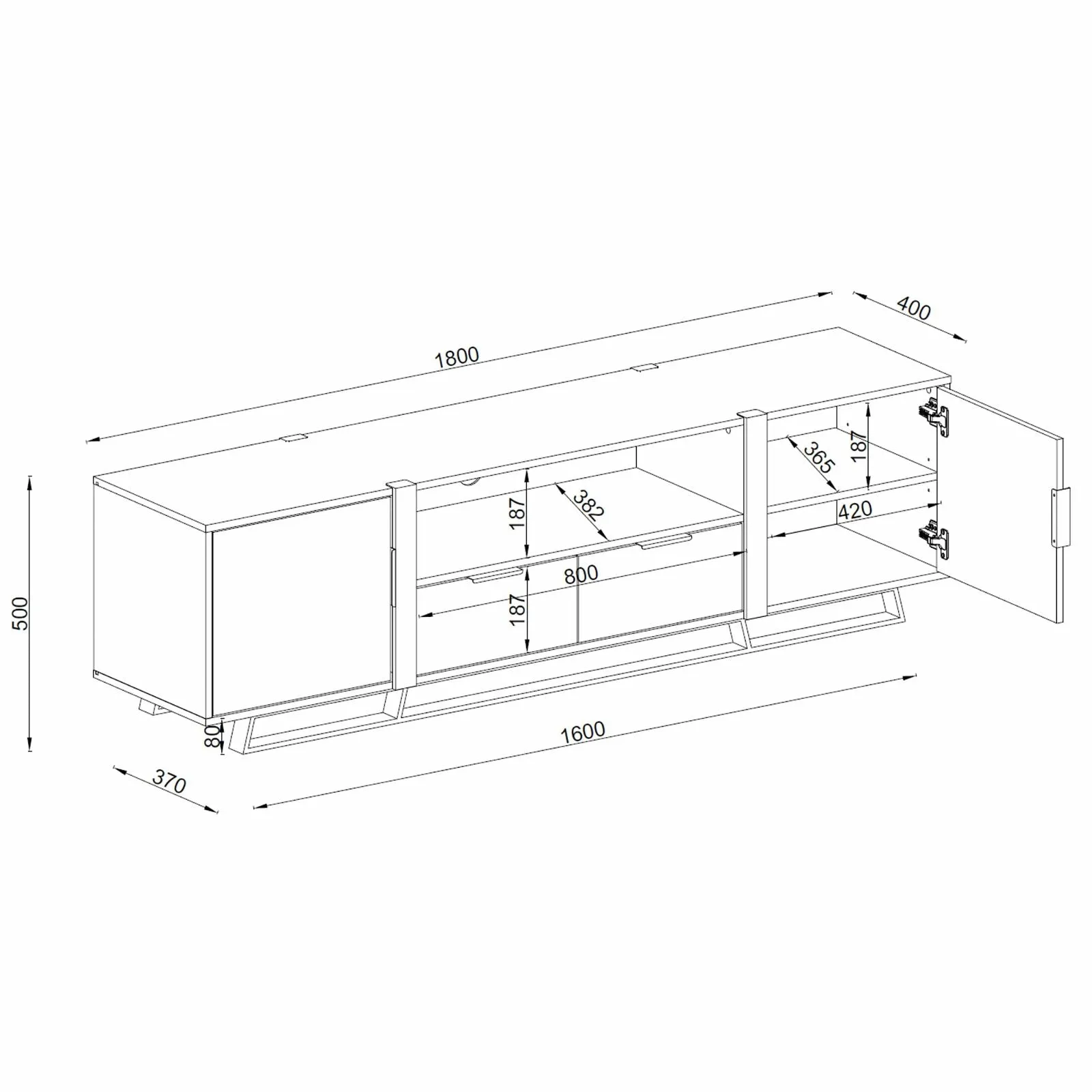 CAPRI Entertainment Unit, TV Cabinet, TV Unit - Dark Oak by Criterion