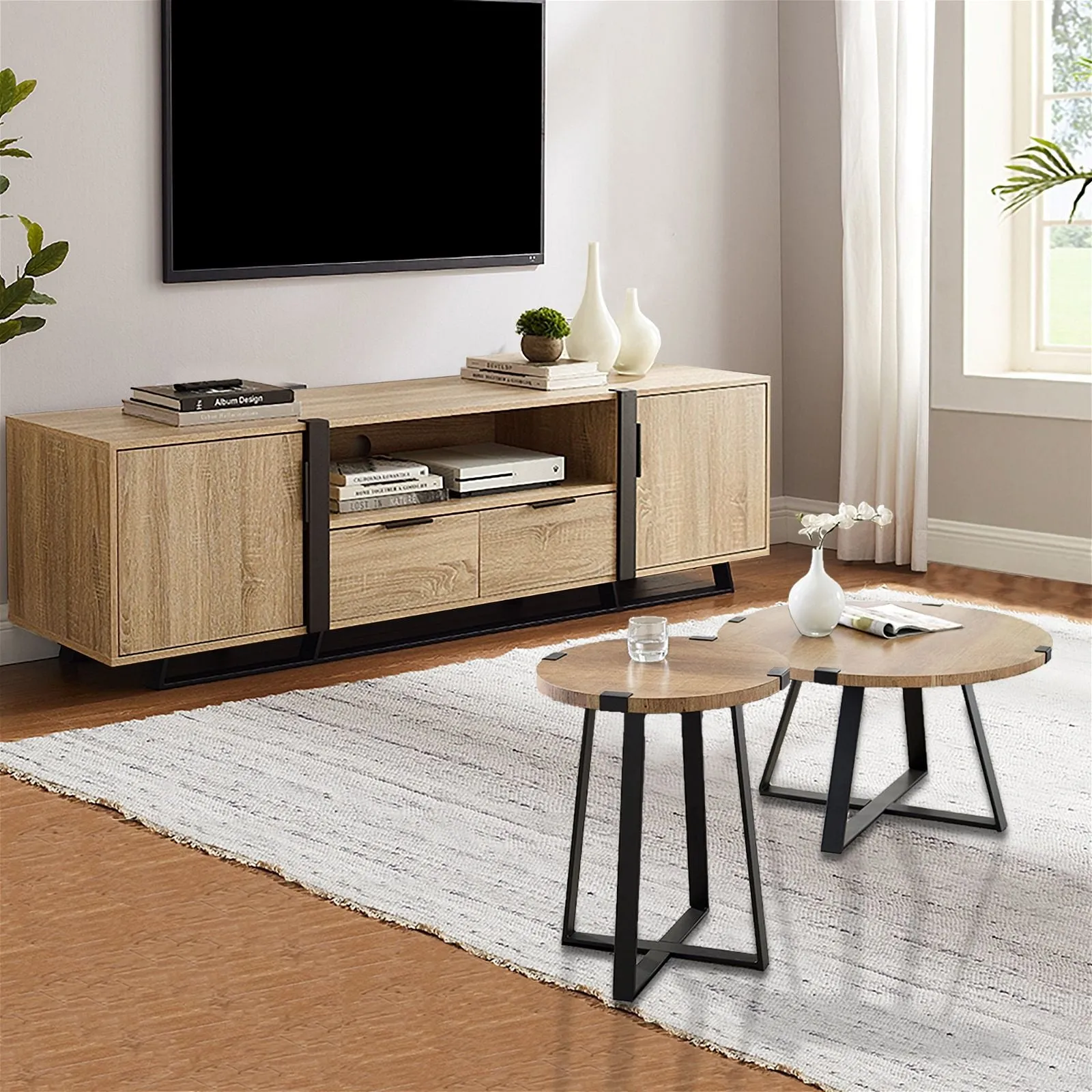 CAPRI Entertainment Unit, TV Cabinet, TV Unit - Oak by Criterion