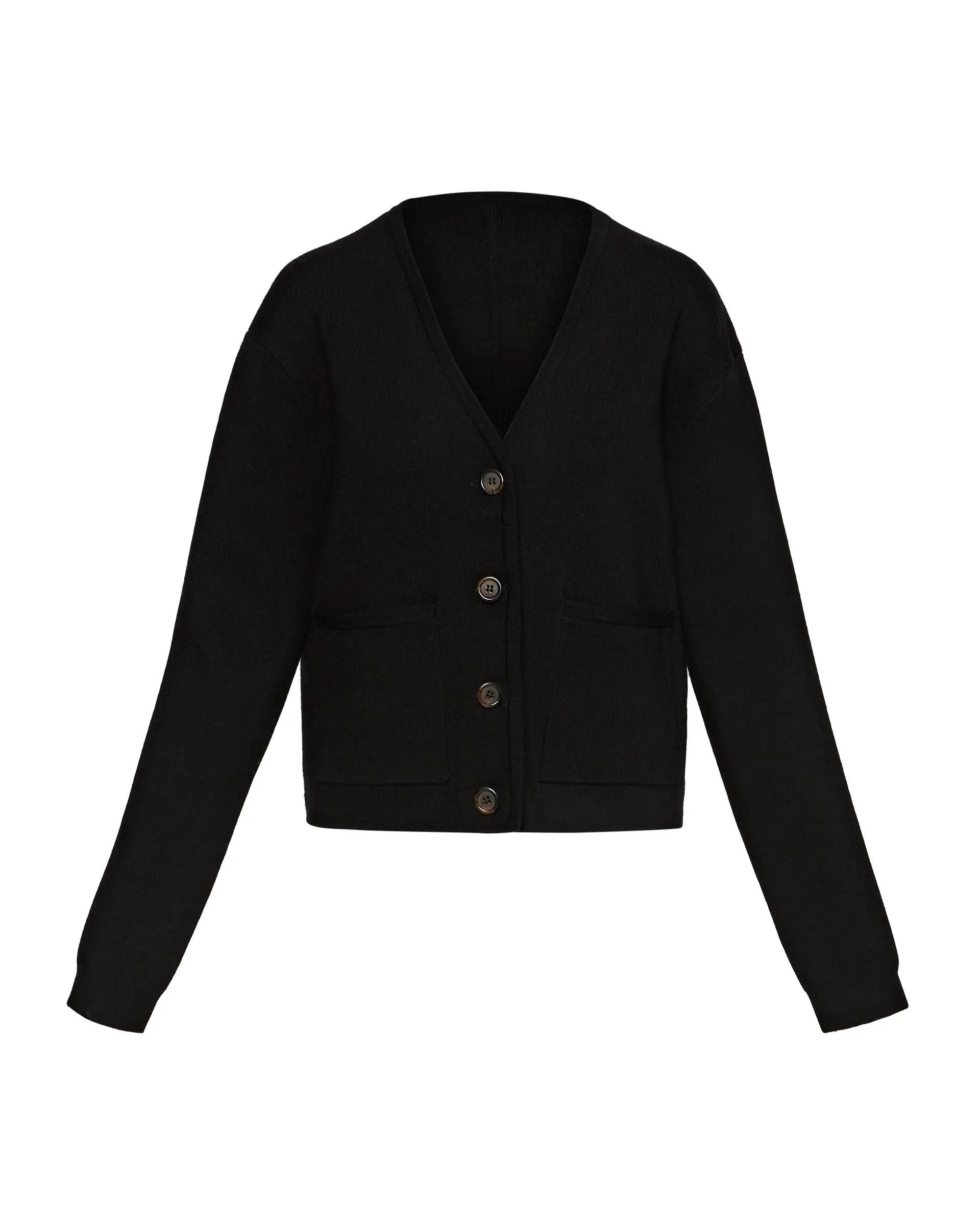 Cardigan Jacket in Wool-Lycra Blend | Black