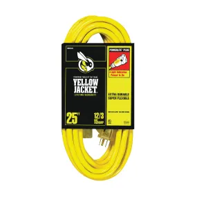 CCI 2883 Extension Cord, 12 AWG Cable, 25 ft L, 15 A, 125 V, Yellow