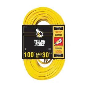 CCI 2888 Extension Cord, 14 AWG Cable, 100 ft L, 13 A, 125 V, Yellow