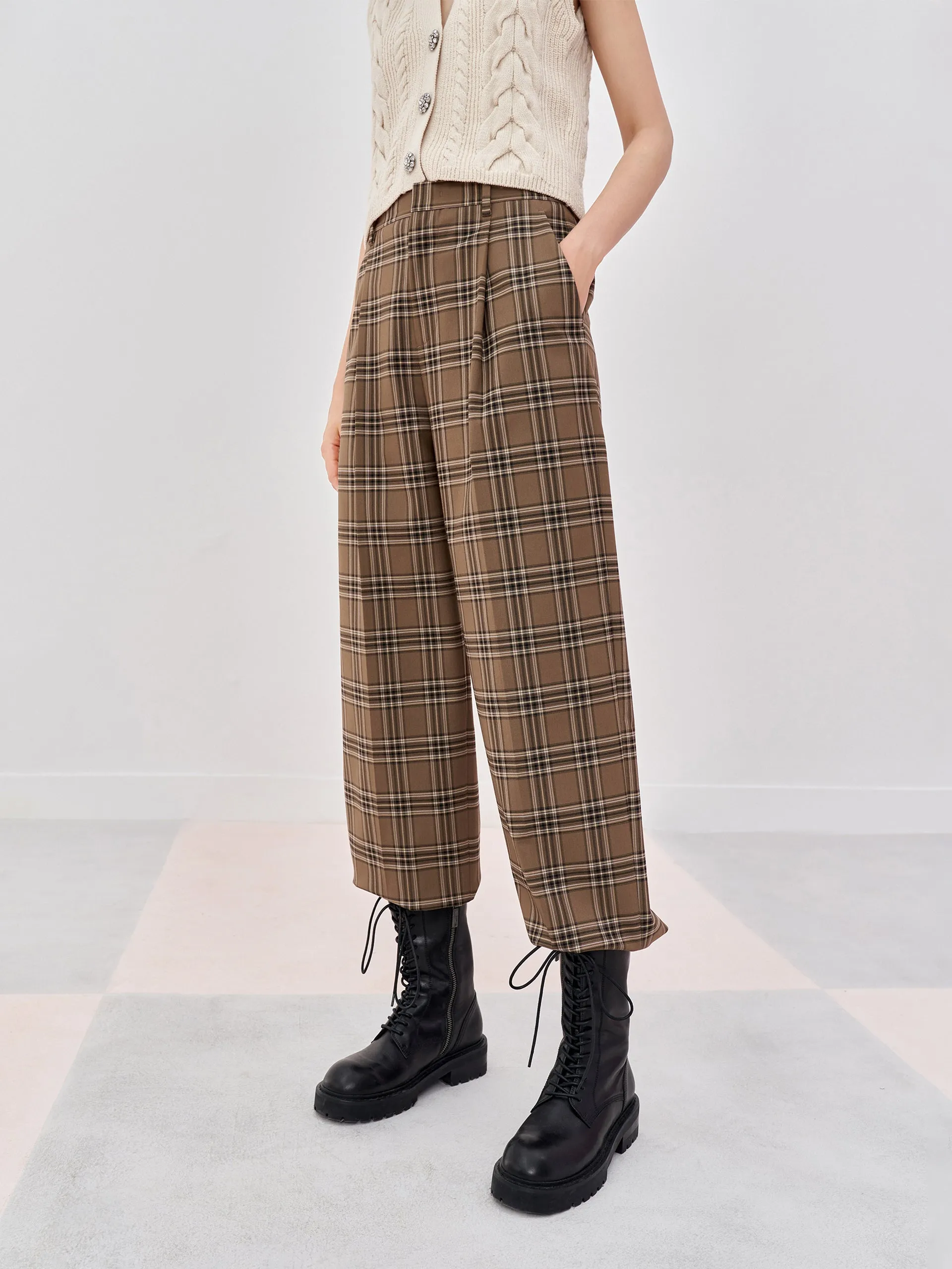 Checkered Straight Pants