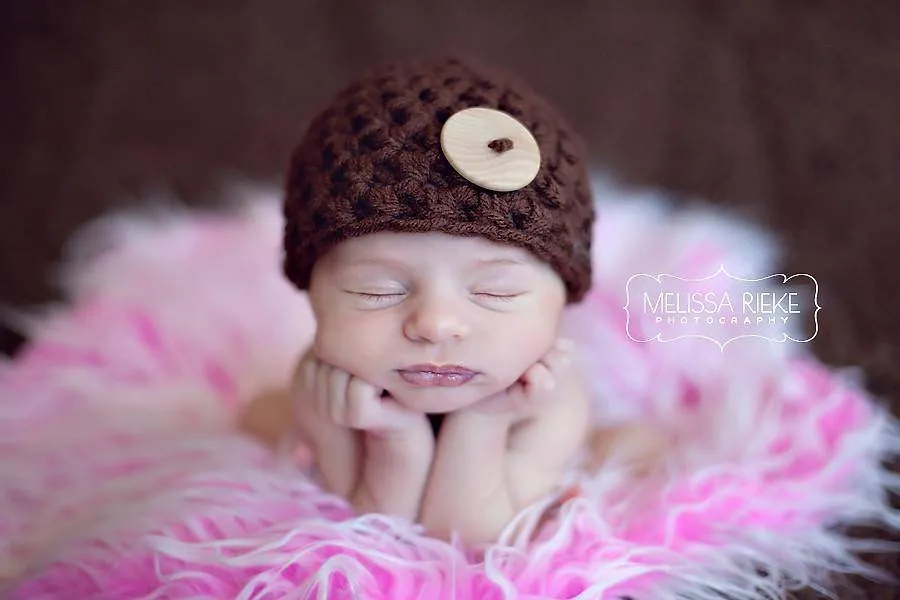 Chocolate Brown Newborn Button Hat