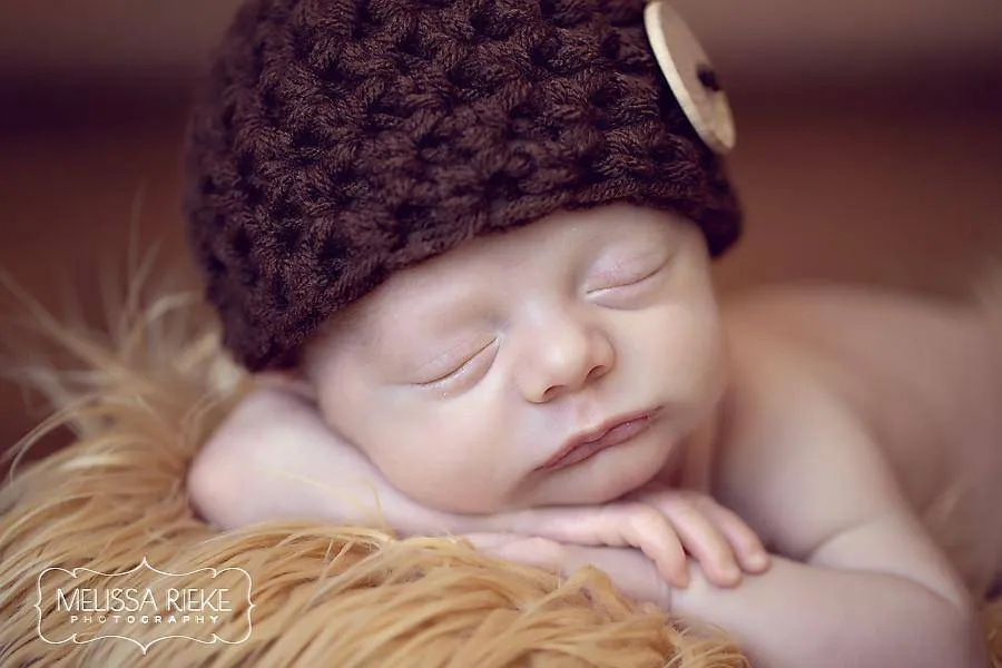 Chocolate Brown Newborn Button Hat