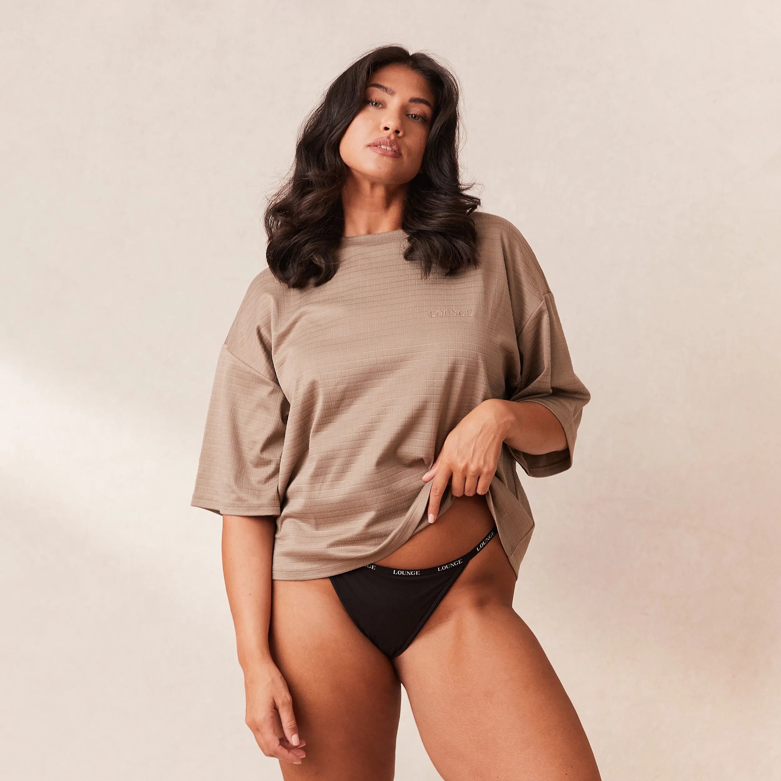 Classic Fleece Oversized Pyjama Tee - Fawn