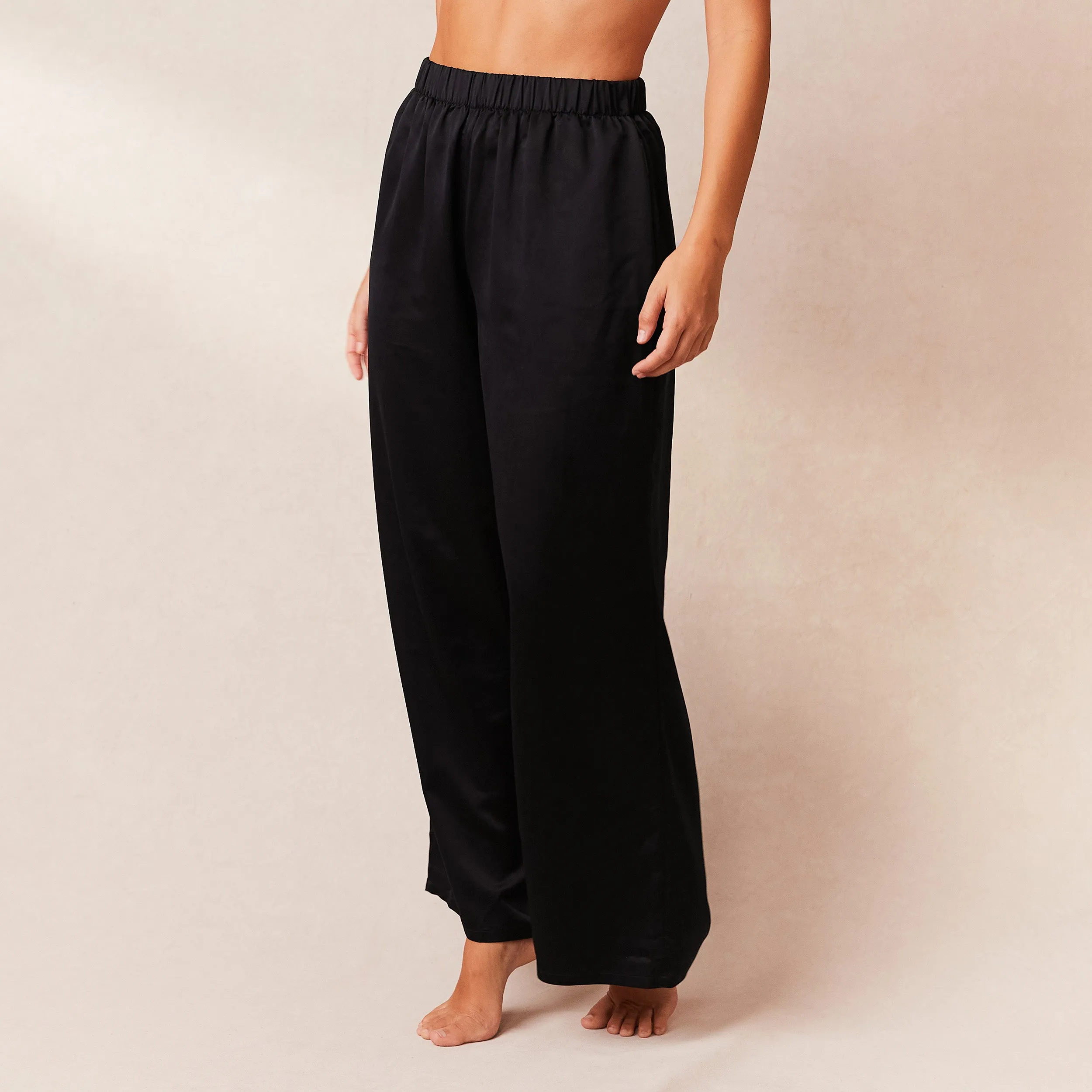 Classic Satin Pyjama Trousers - Black