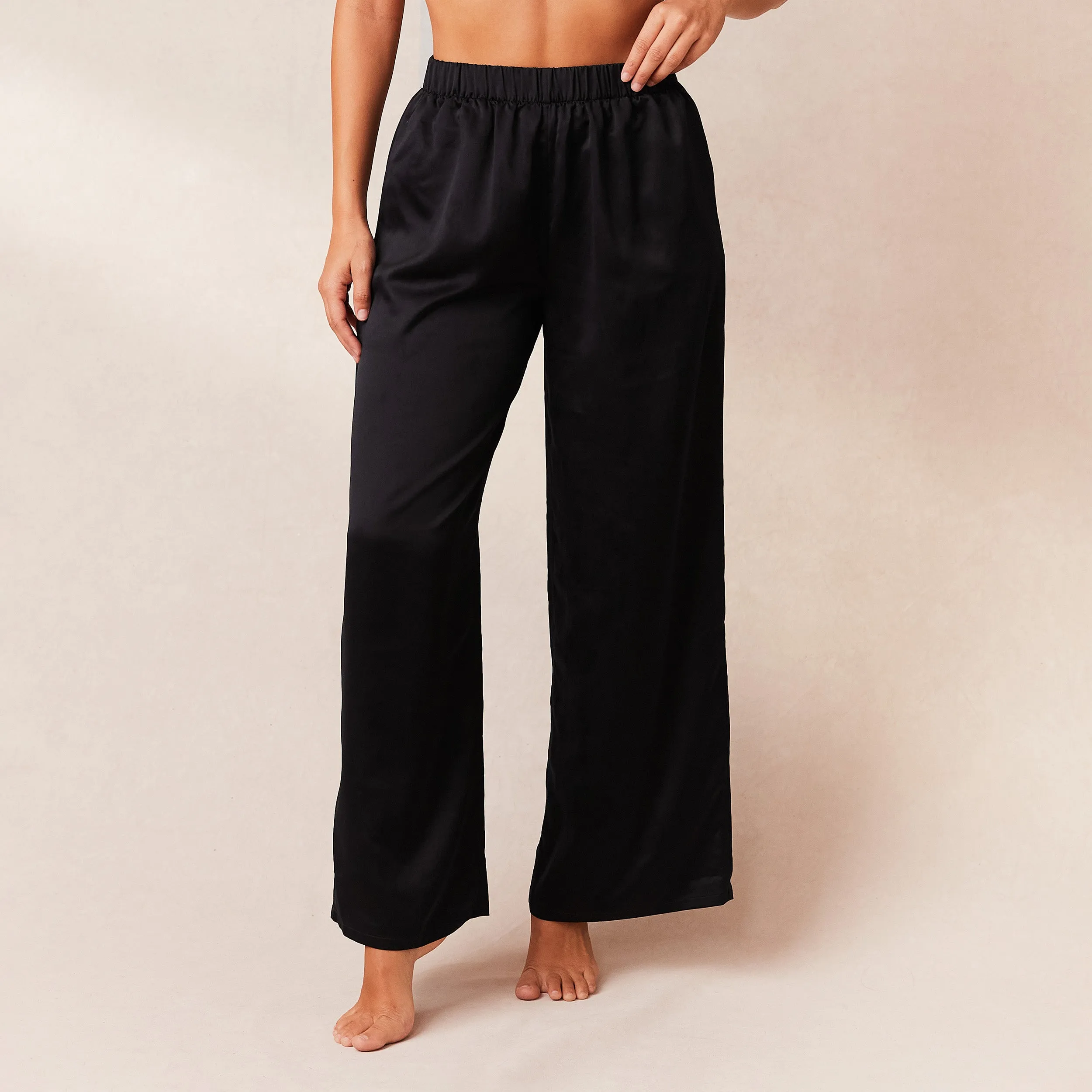 Classic Satin Pyjama Trousers - Black