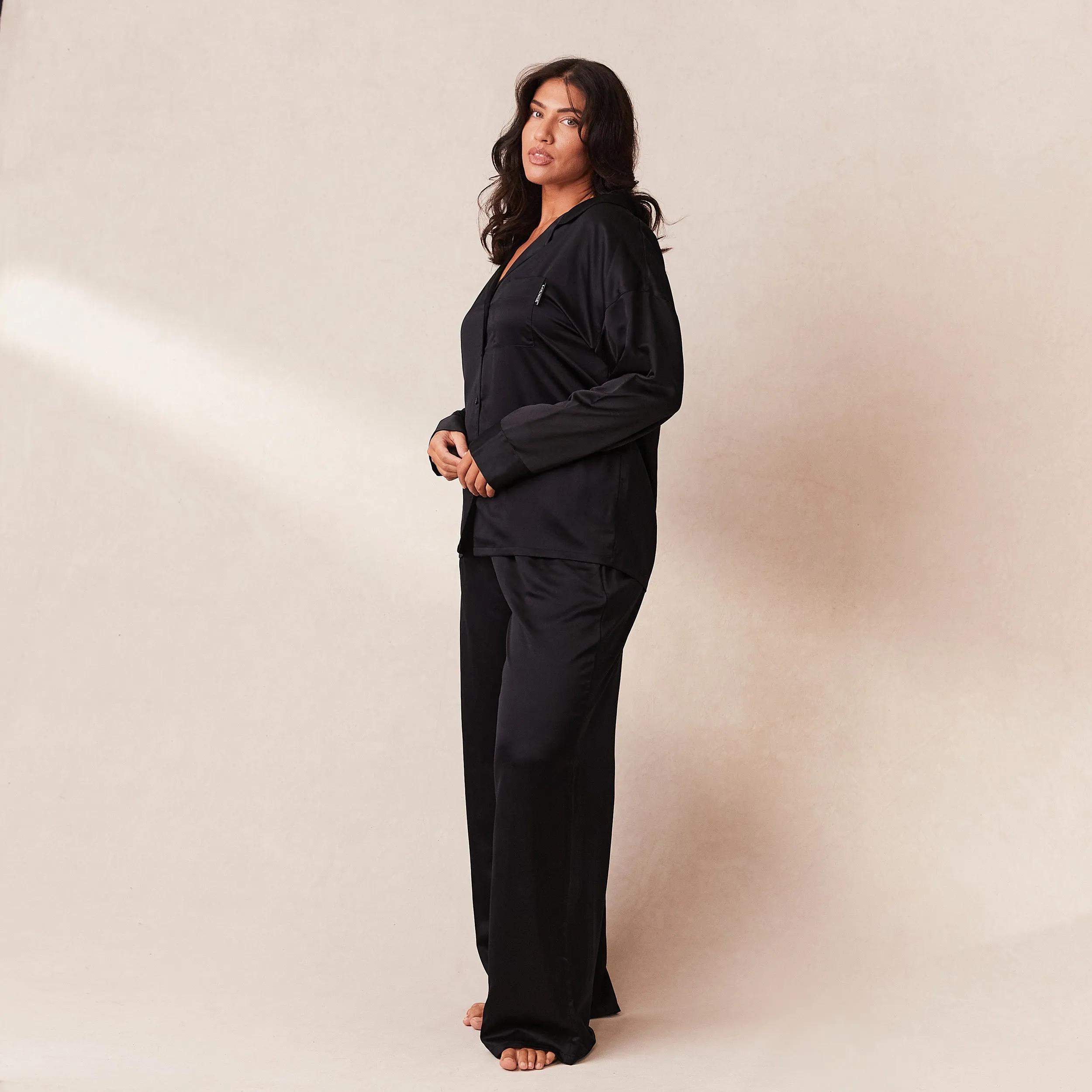 Classic Satin Pyjama Trousers - Black