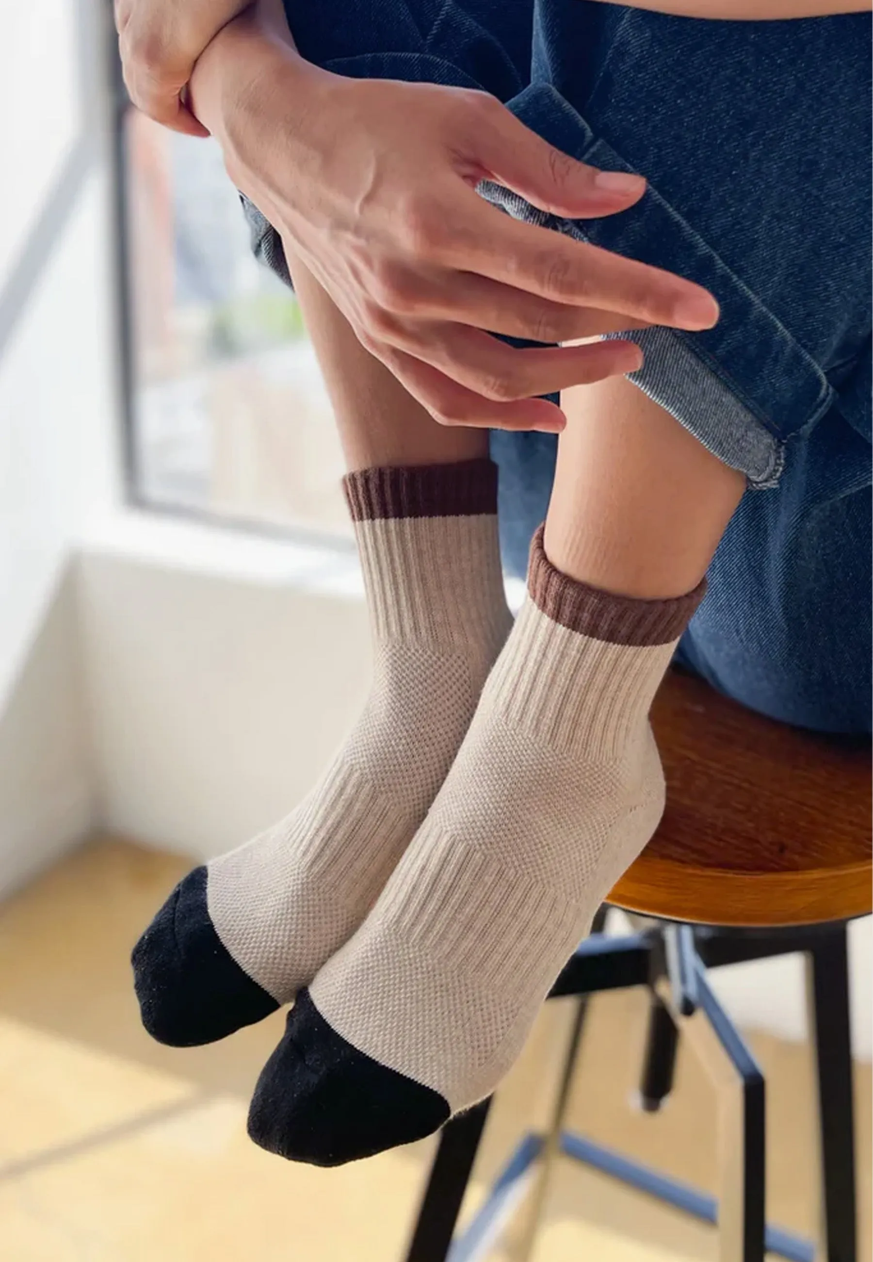 Color Block Girlfriend Socks - Black Coffee