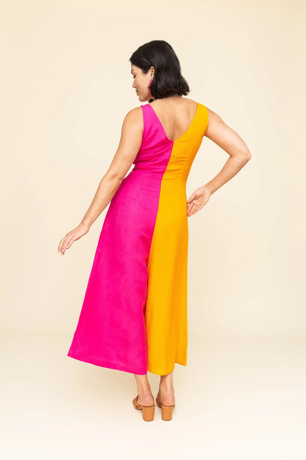 Color Block Linen Jumpsuit (Re-Mixed)