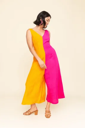 Color Block Linen Jumpsuit (Re-Mixed)