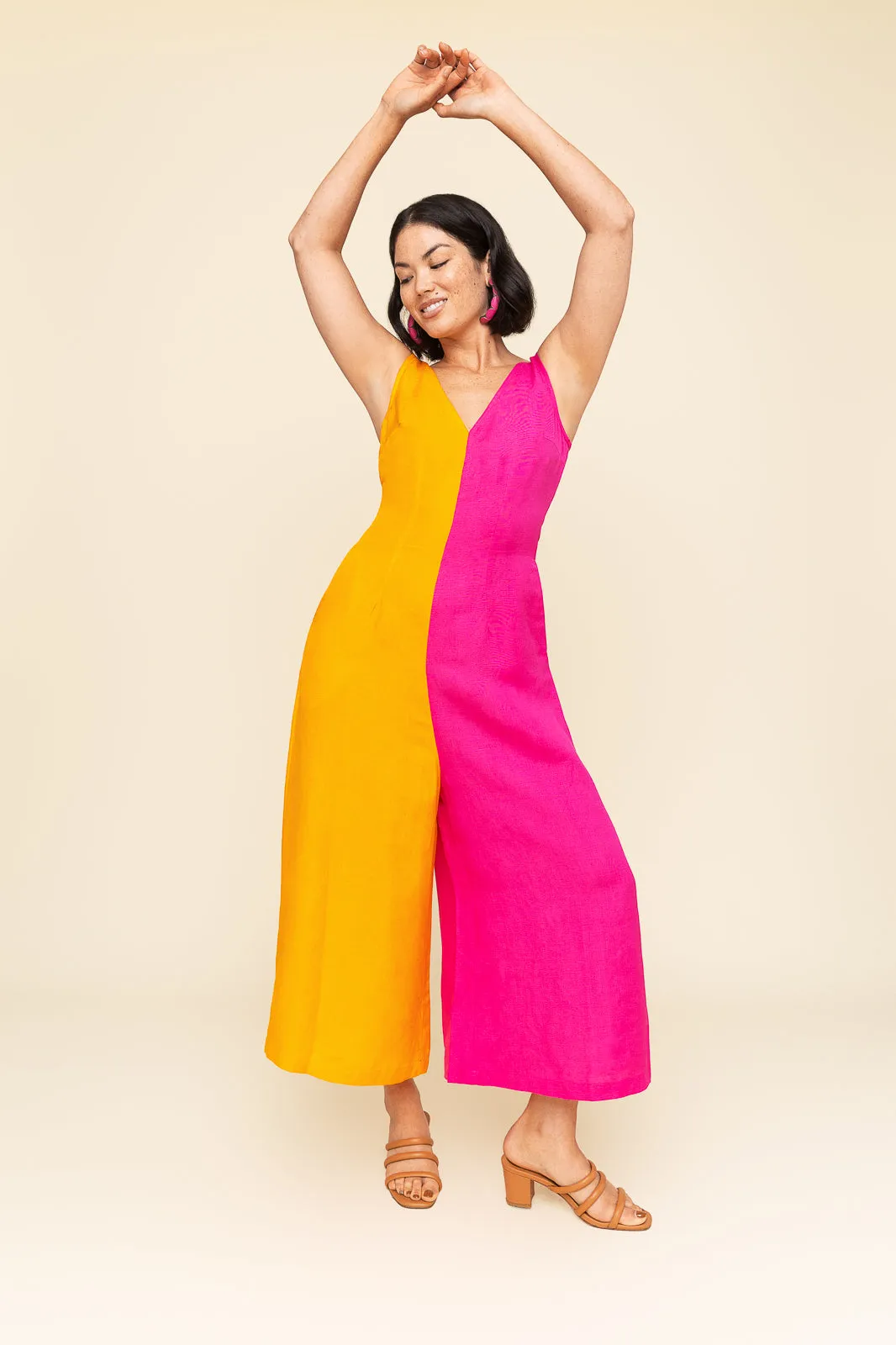 Color Block Linen Jumpsuit (Re-Mixed)