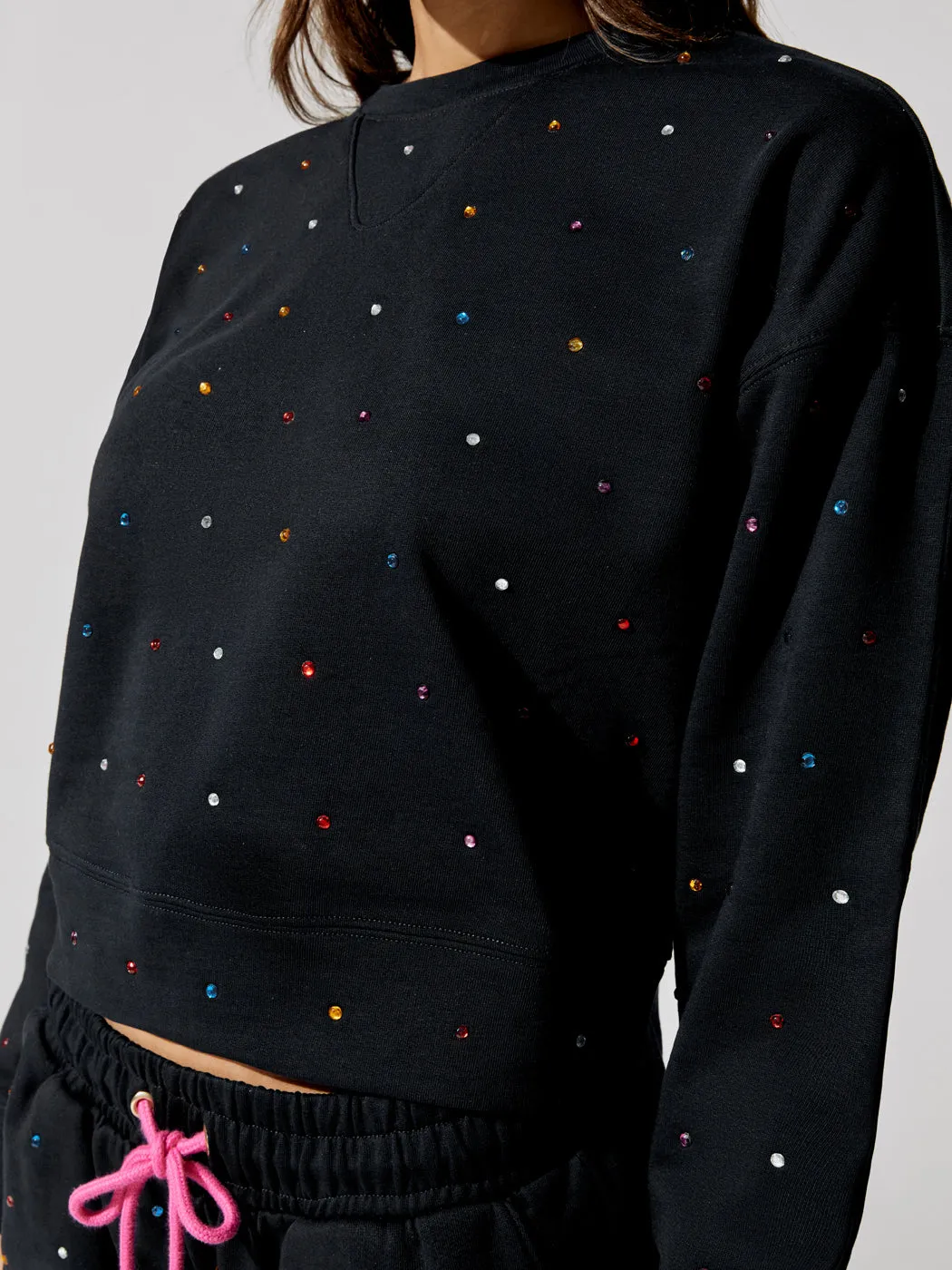 Cotton Gem Sweatshirt - Black Gemstone