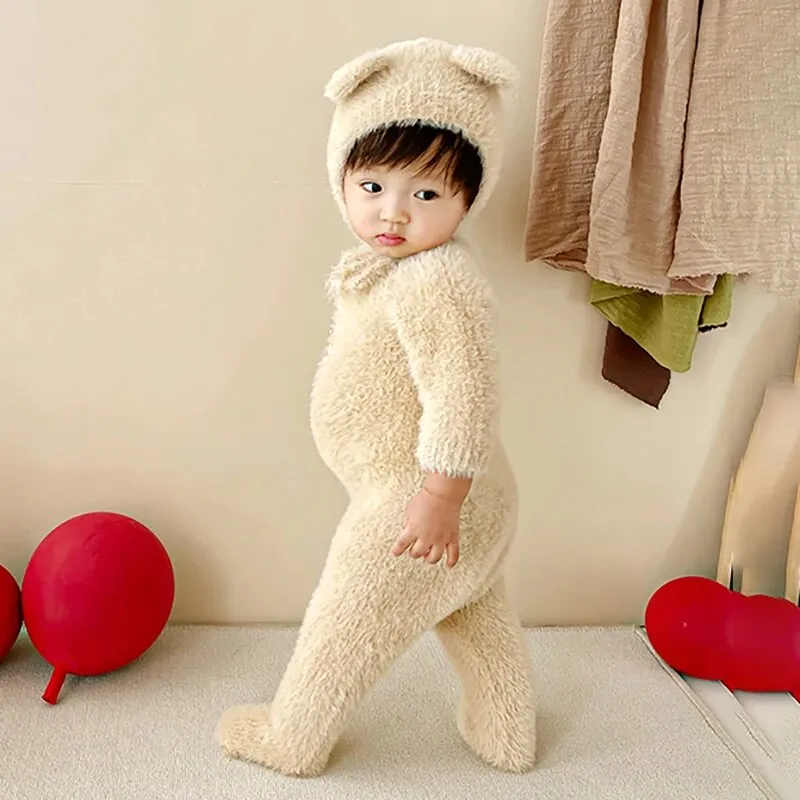 Cozy Bear Plush Newborn Jumpsuit