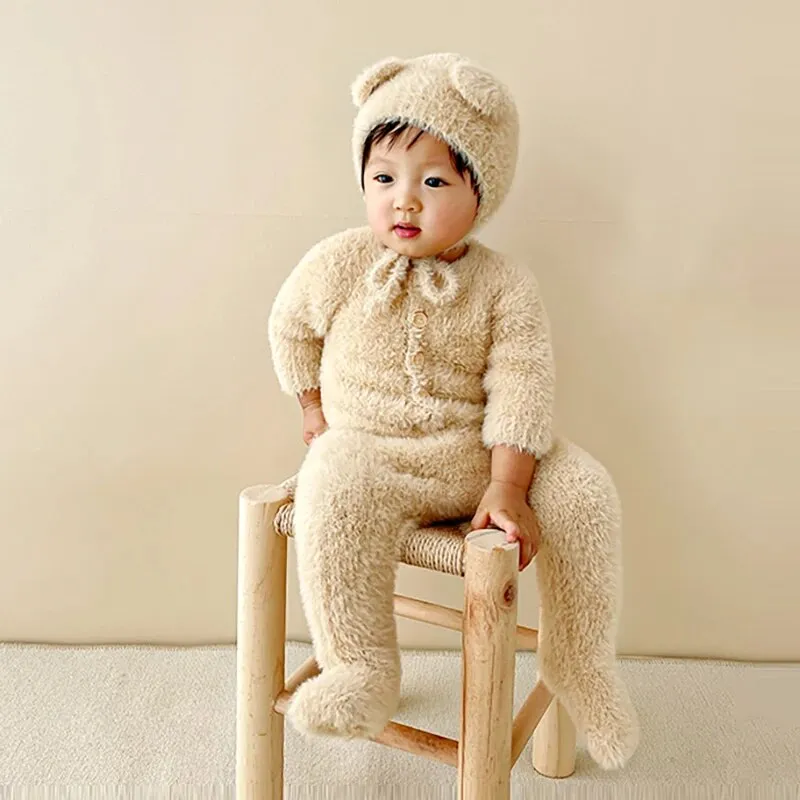 Cozy Bear Plush Newborn Jumpsuit