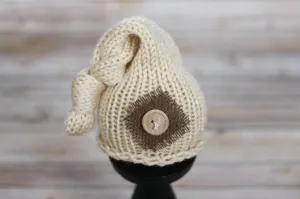 Cream Knit Newborn Pixie Slouch Hat