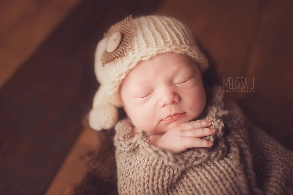 Cream Knit Newborn Pixie Slouch Knot Hat