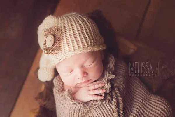 Cream Knit Newborn Pixie Slouch Knot Hat