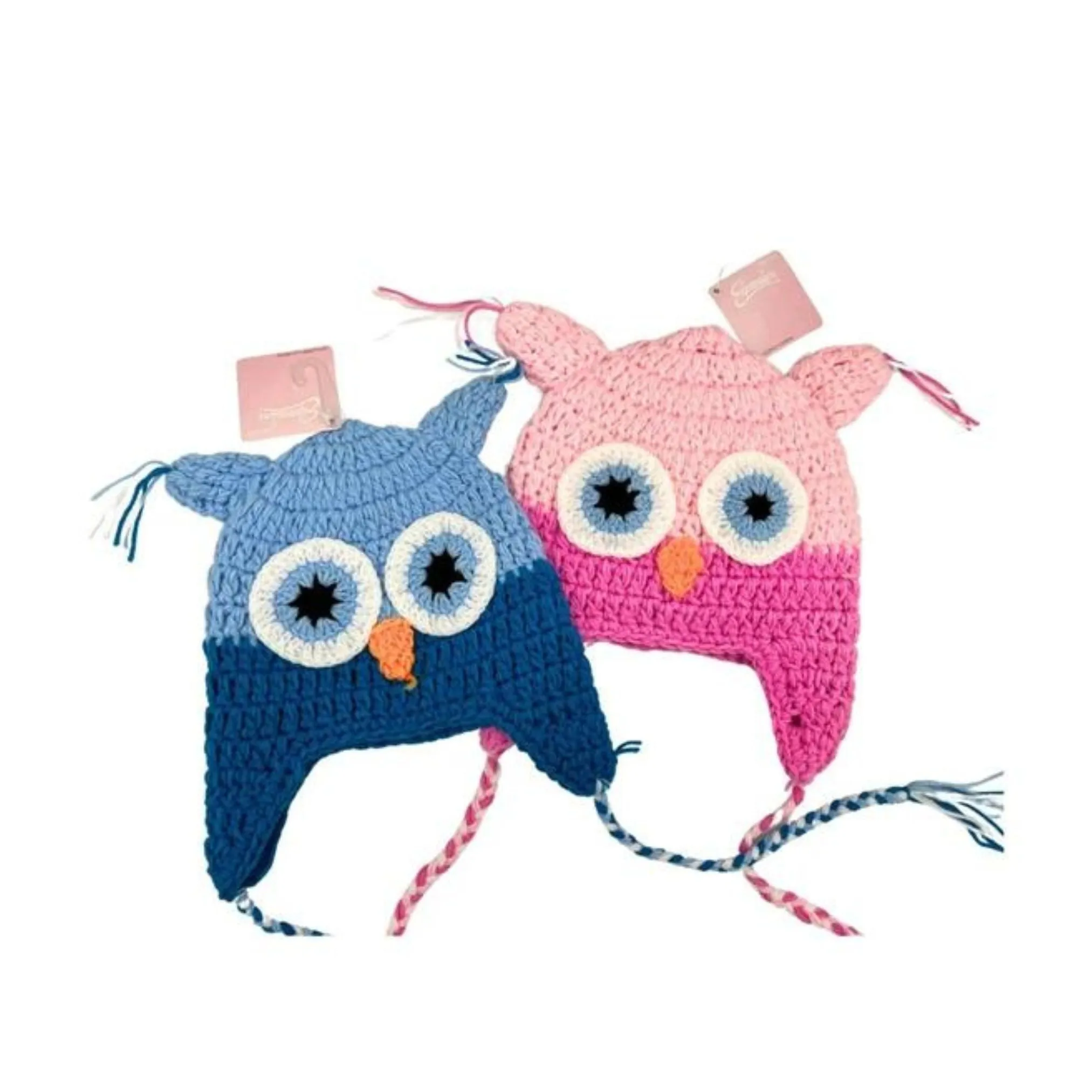 Crochet Owl Hat - Blue