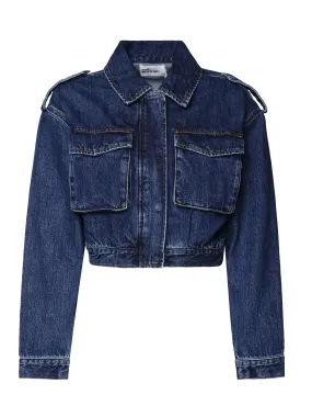 Cropped Dark Denim Jacket