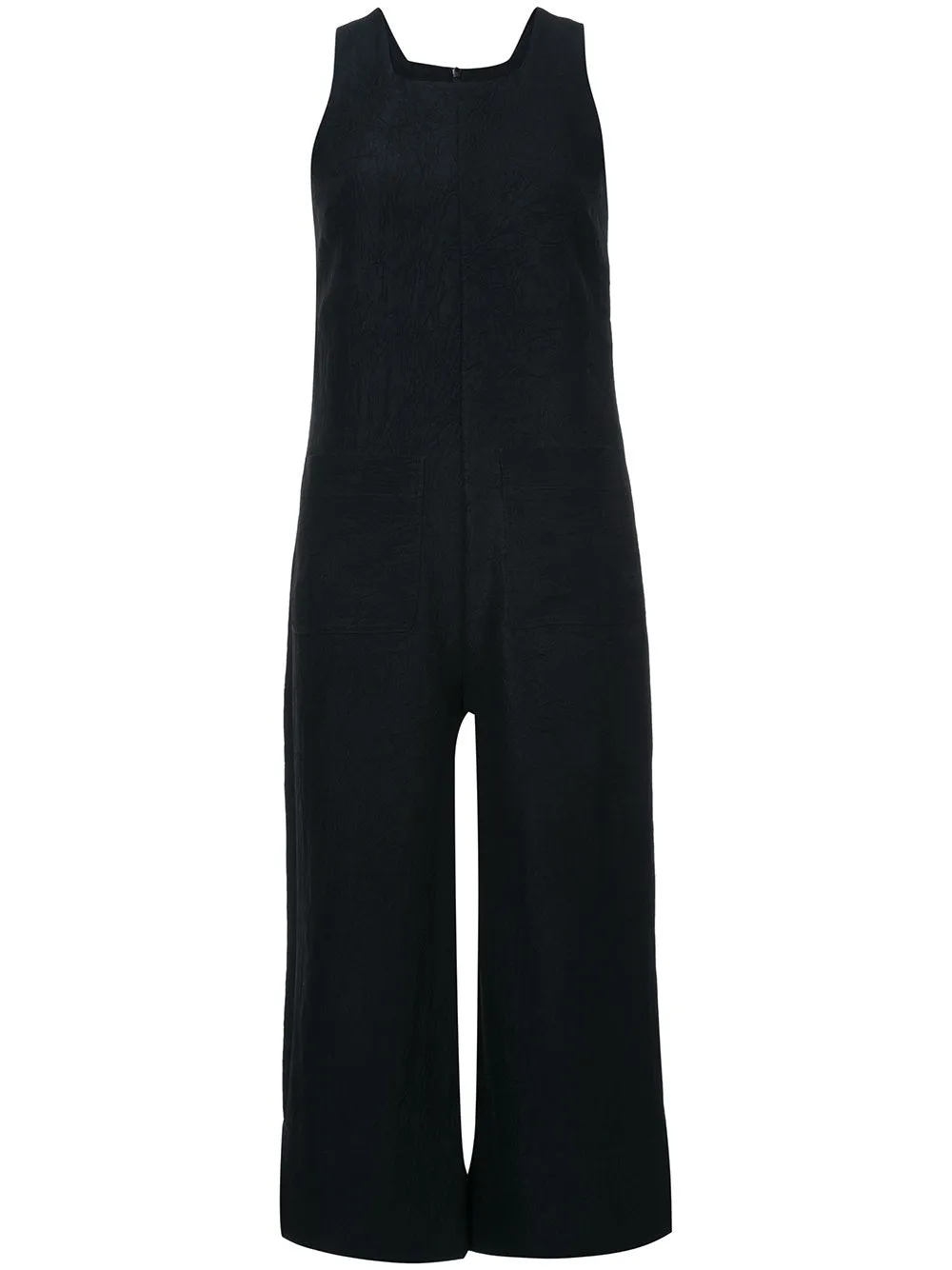 Cropped Jumpsuit in Matte Crinkle Satin