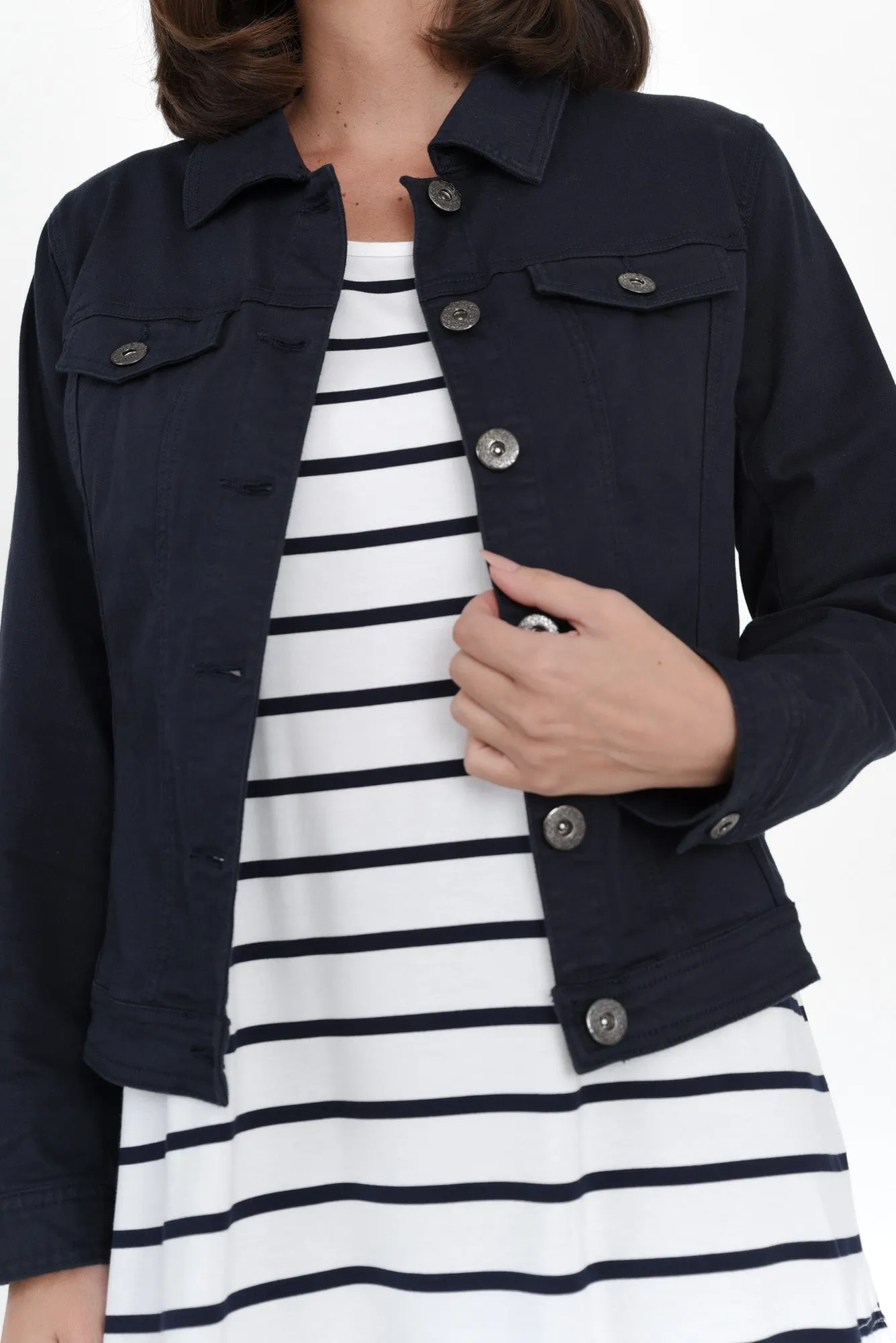 Danielle Navy Stretch Jean Jacket