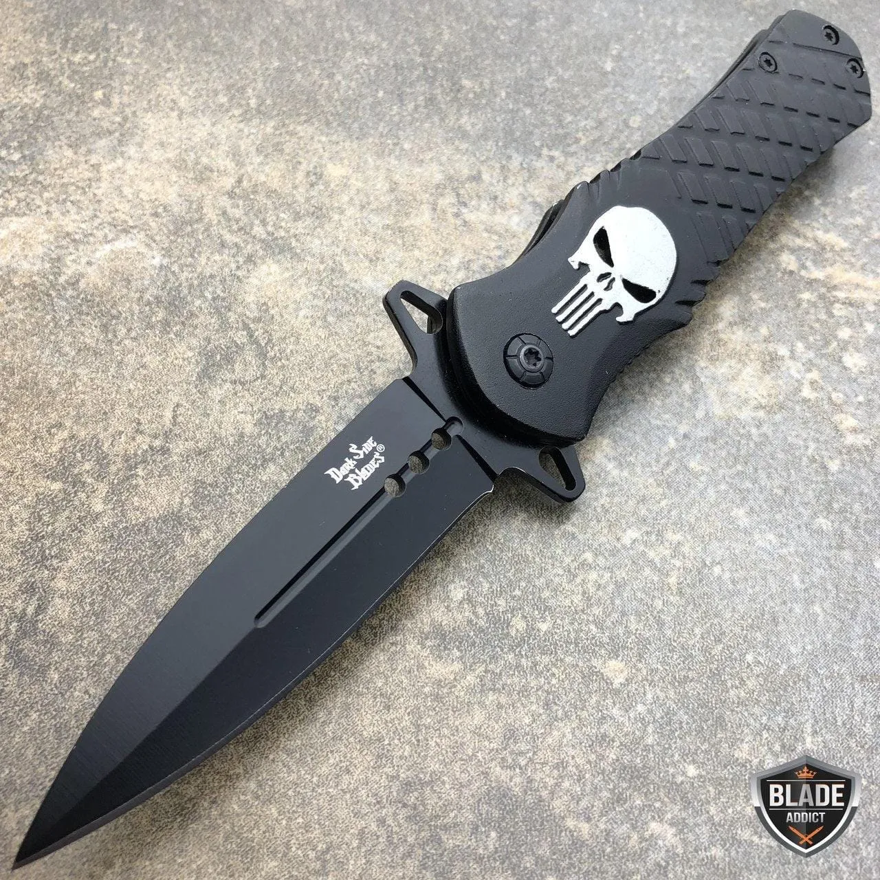 DARK SIDE BLADES Skull Punisher Tactical Spring Assisted Pocket Knife