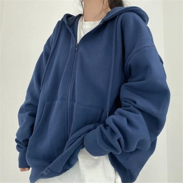 deanwangkt Brown Zip Up Hooded Sweatshirts Women Vintage Pockets Oversized Jacket Coat Autumn Female Y2K Aesthetic Long Sleeve Hoodie