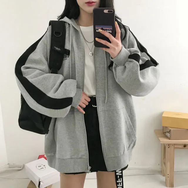 deanwangkt Brown Zip Up Hooded Sweatshirts Women Vintage Pockets Oversized Jacket Coat Autumn Female Y2K Aesthetic Long Sleeve Hoodie