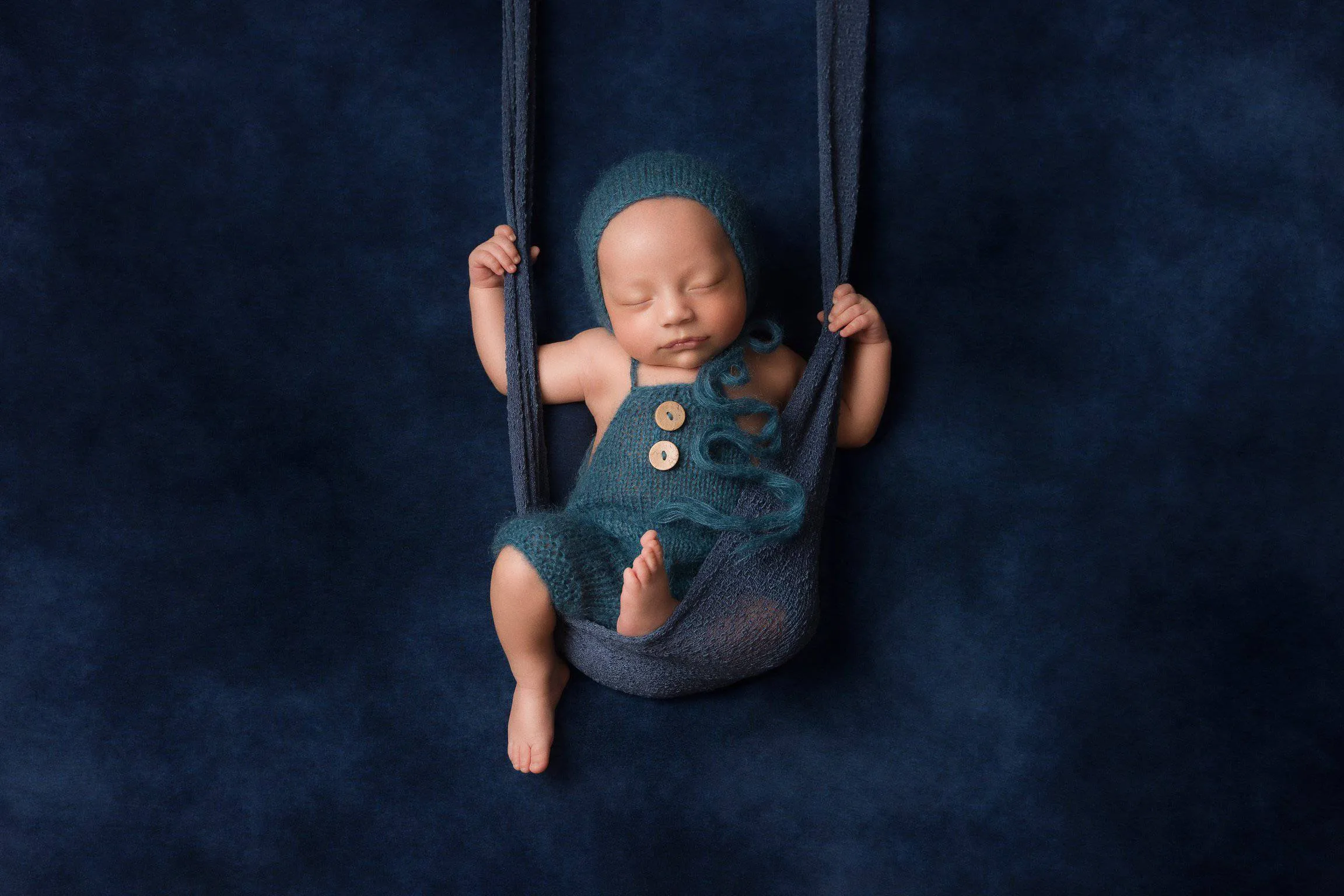 Denim Blue Mohair Button Overalls Pants