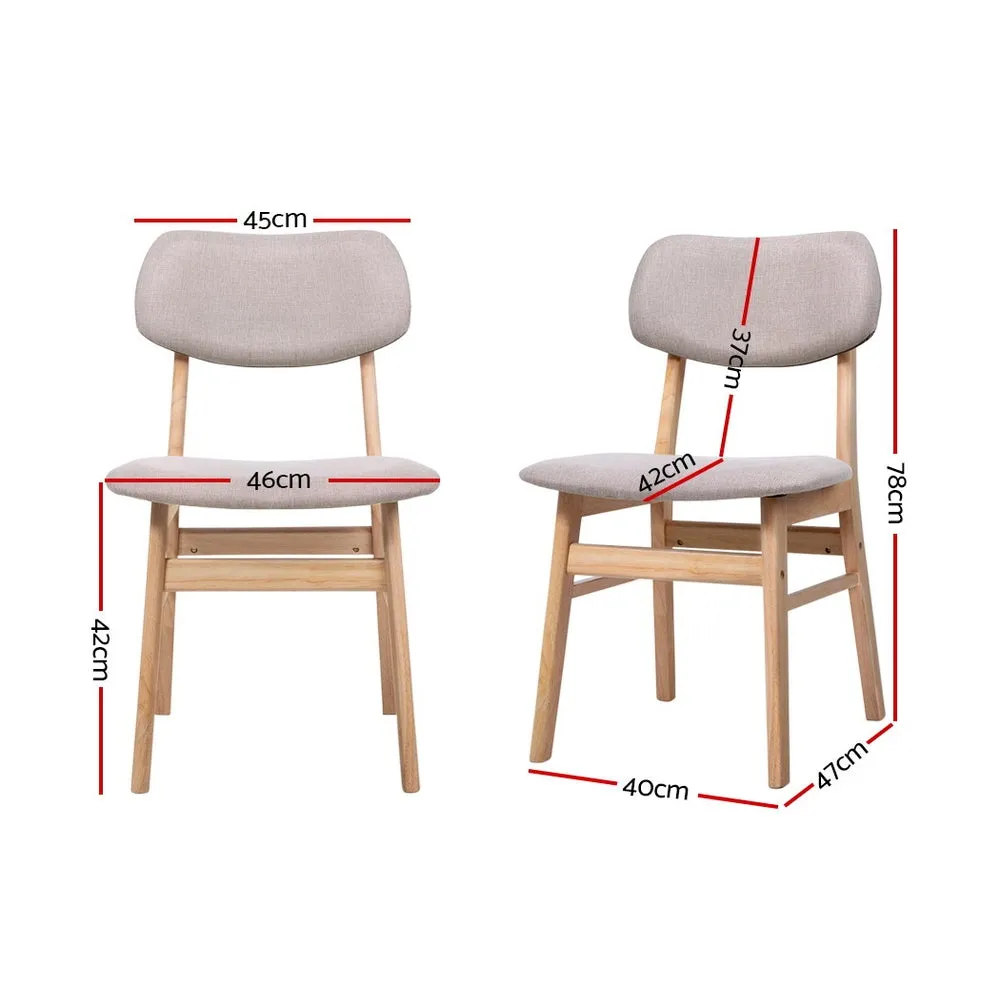 Dining Chairs Retro Replica Kitchen Cafe Wood Chair Fabric Pad Beige x2