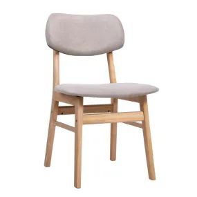 Dining Chairs Retro Replica Kitchen Cafe Wood Chair Fabric Pad Beige x2