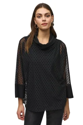 Dot Mesh And Silky Knit Layered Tunic