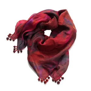 Fiery Silk Square Scarf