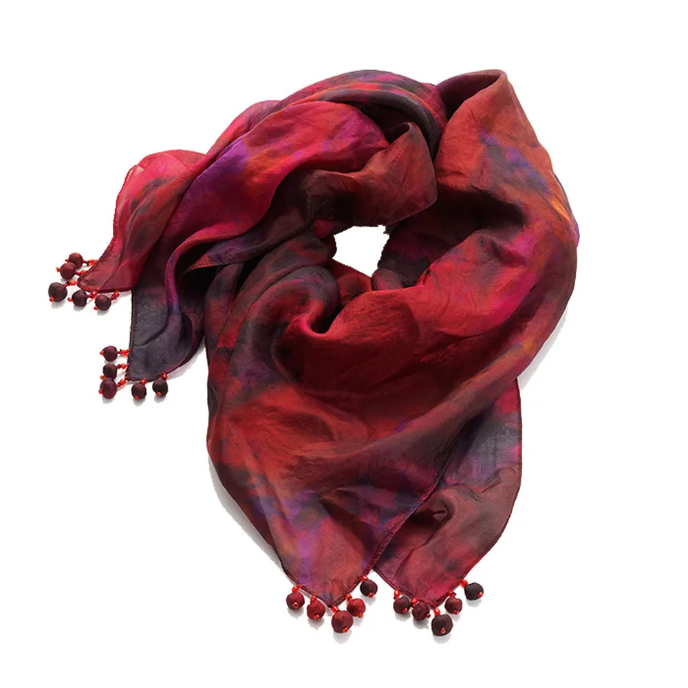 Fiery Silk Square Scarf