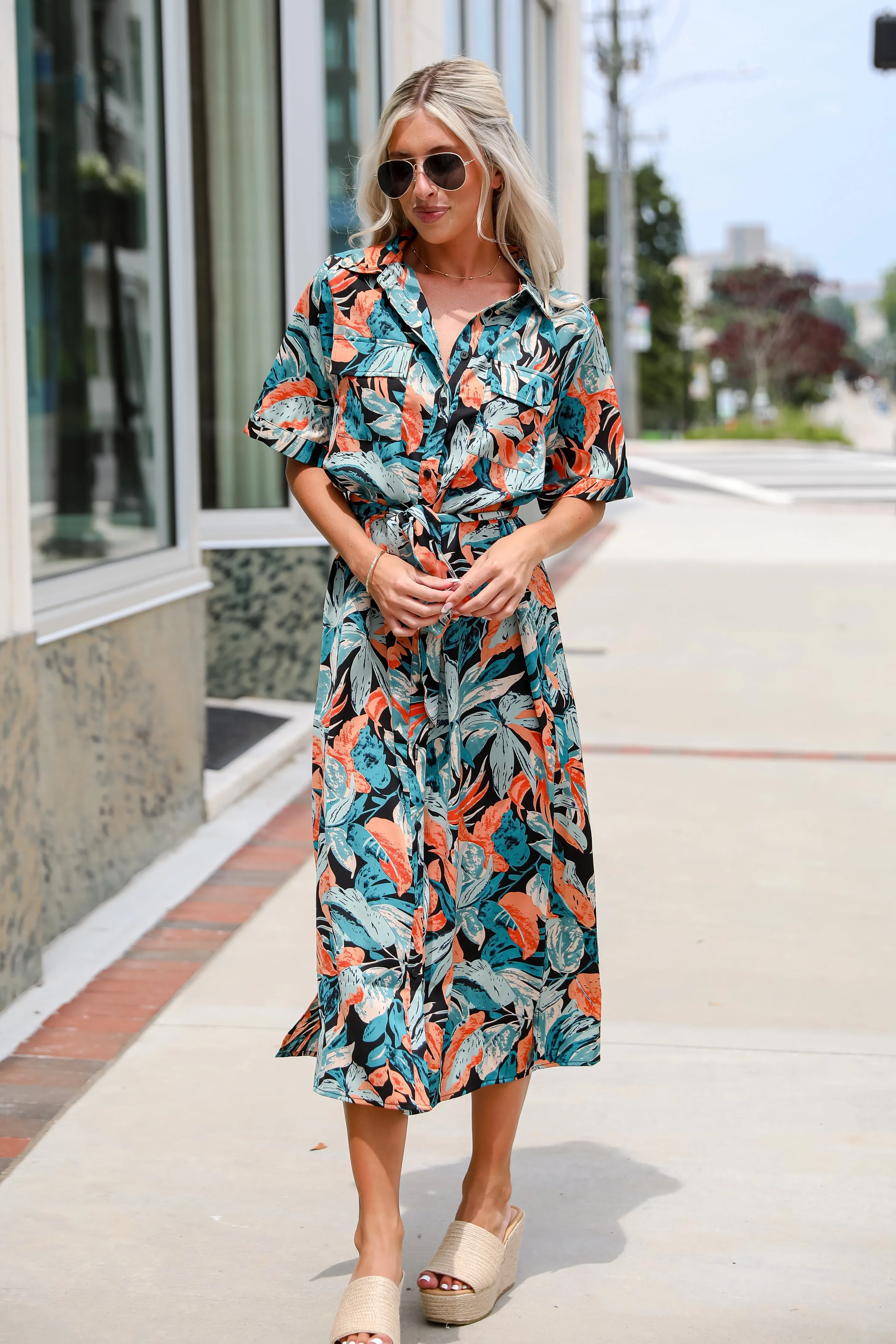 FINAL SALE - Bali Beauty Tropical Print Midi Dress