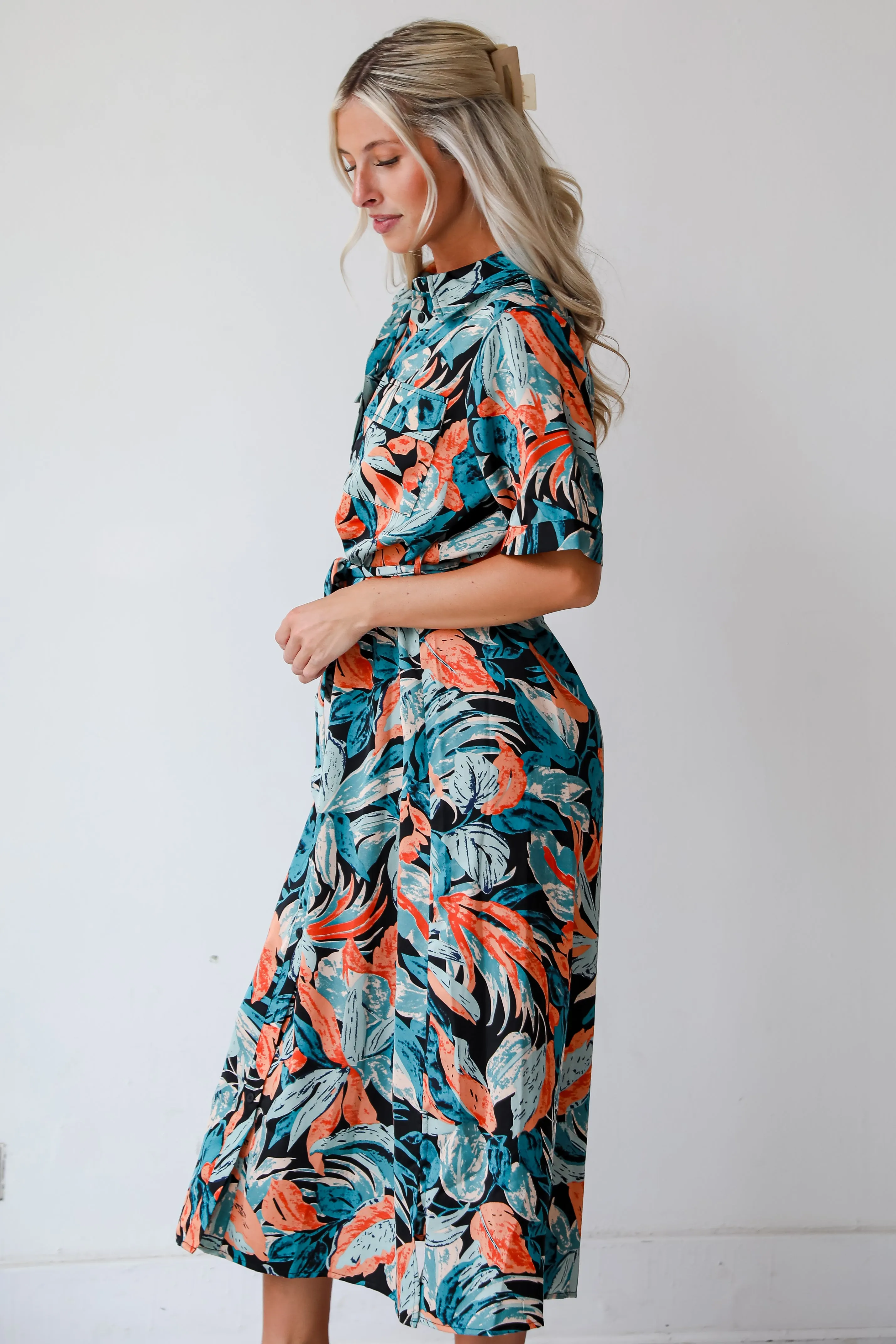 FINAL SALE - Bali Beauty Tropical Print Midi Dress