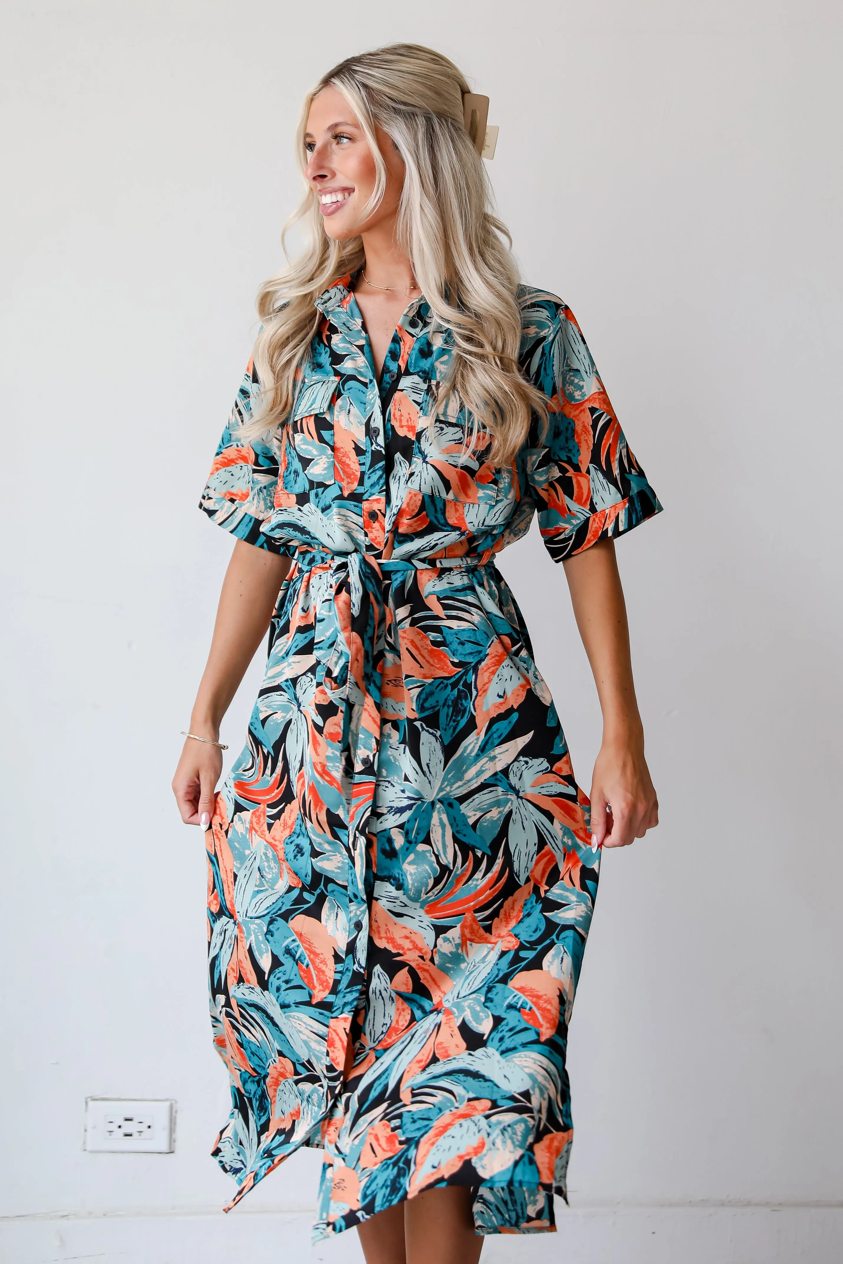 FINAL SALE - Bali Beauty Tropical Print Midi Dress