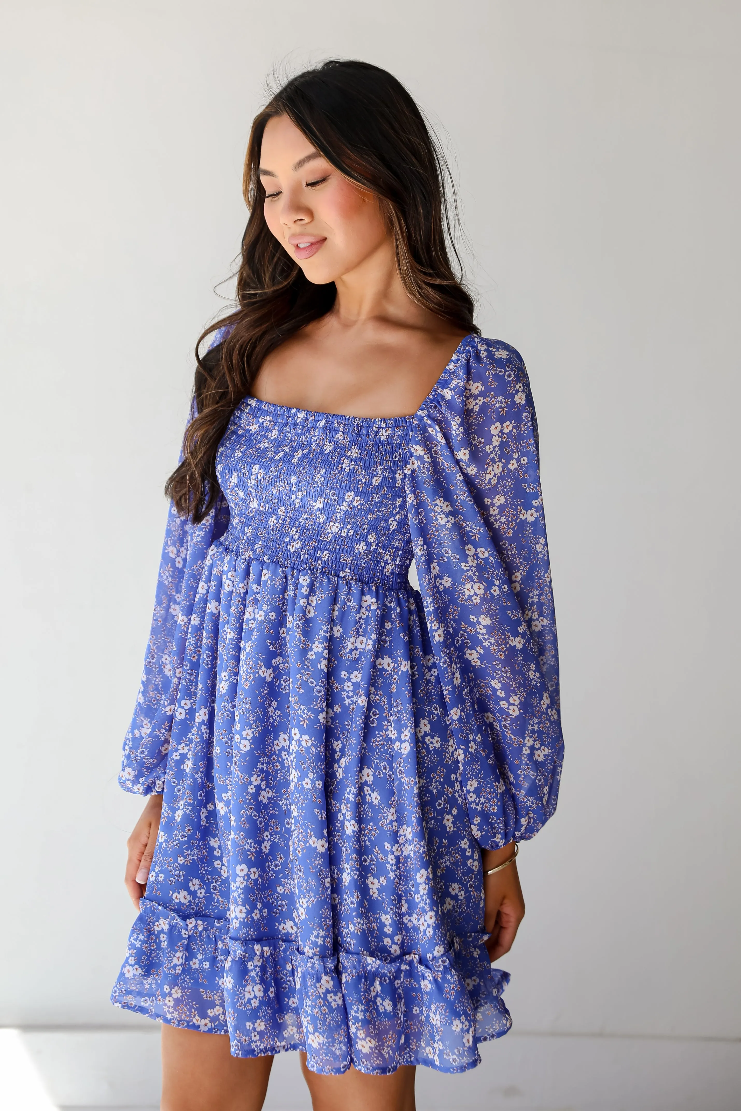 FINAL SALE - Extraordinary Impression Blue Floral Mini Dress