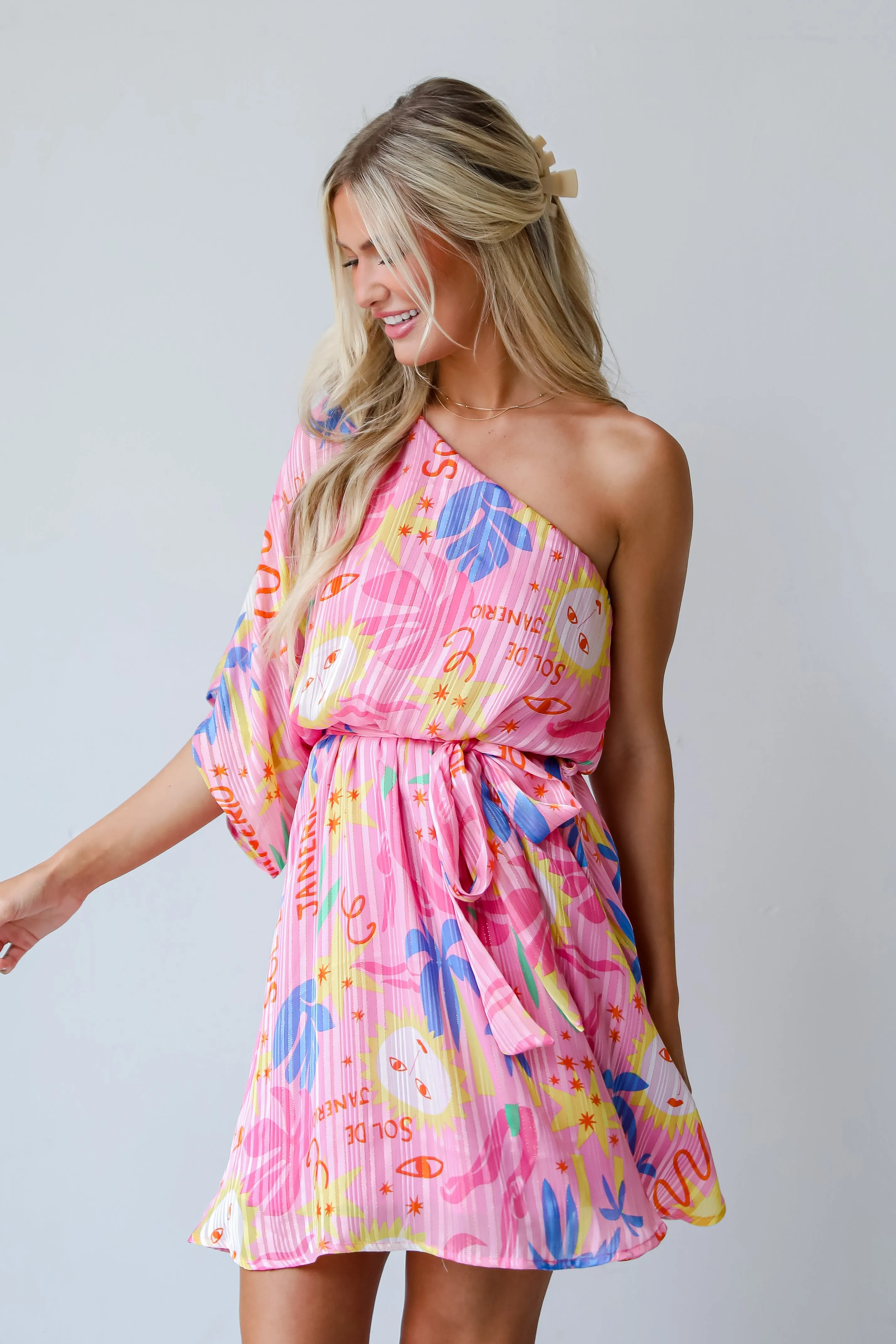 FINAL SALE - Sol De Janeiro Pink One-Shoulder Mini Dress